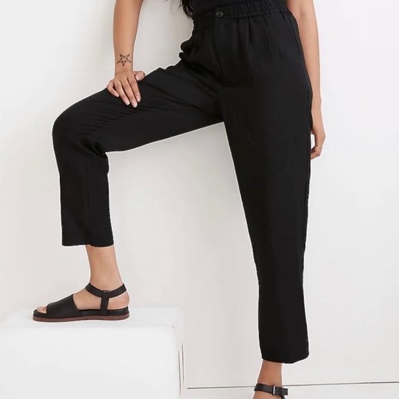 Madewell Black Linen Wide Leg Pants - Picture 1 of 7
